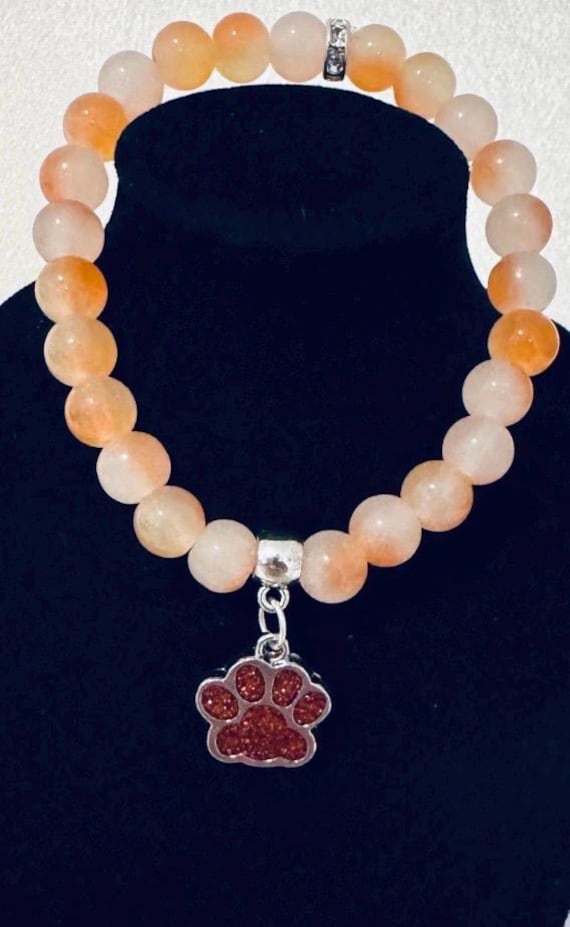 Orange Paw Charm Bracelet
