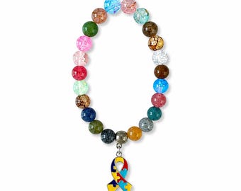 Autism Ribbon Charm Stretch Bracelet