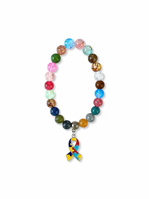 Autism Ribbon Charm Stretch Bracelet