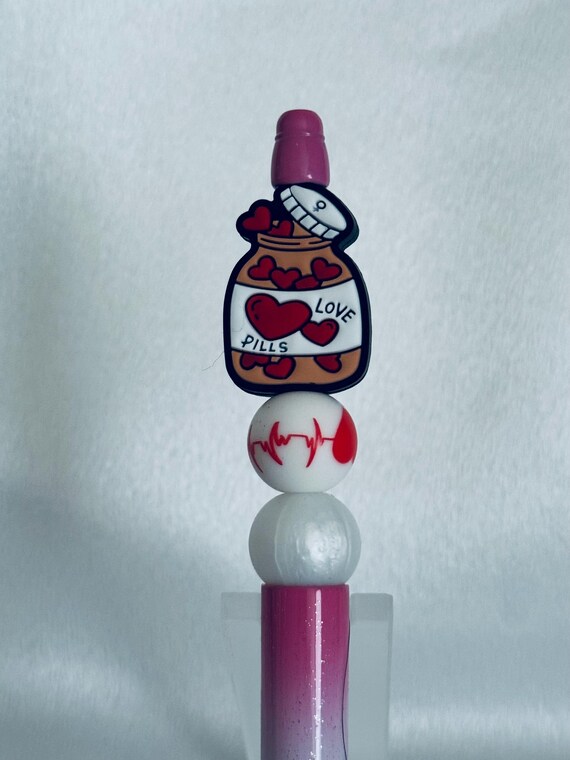 Silicone Beaded  Valentine Jar Writing Pen