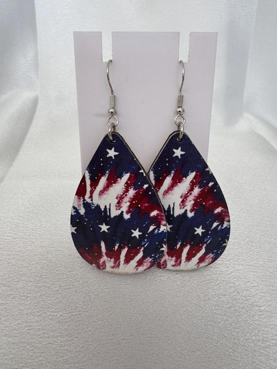 Wooden Firecracker Oval Dangle Earrings
