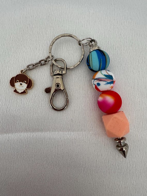 Colorful Dog Charm Keychain