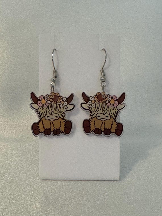 Highland Cow Dangle Earrings