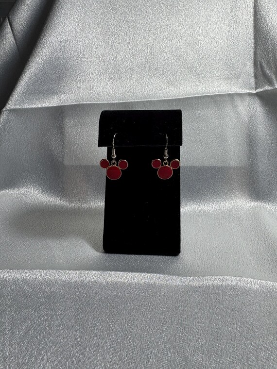 Red Mickey Mouse Ears Dangle Earrings
