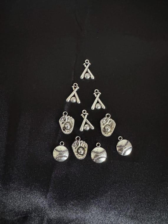 10 Piece Baseball Charms
