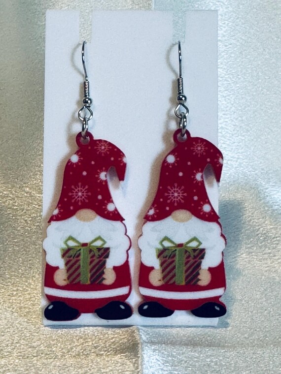 Acrylic Christmas Gnome Dangle Earrings
