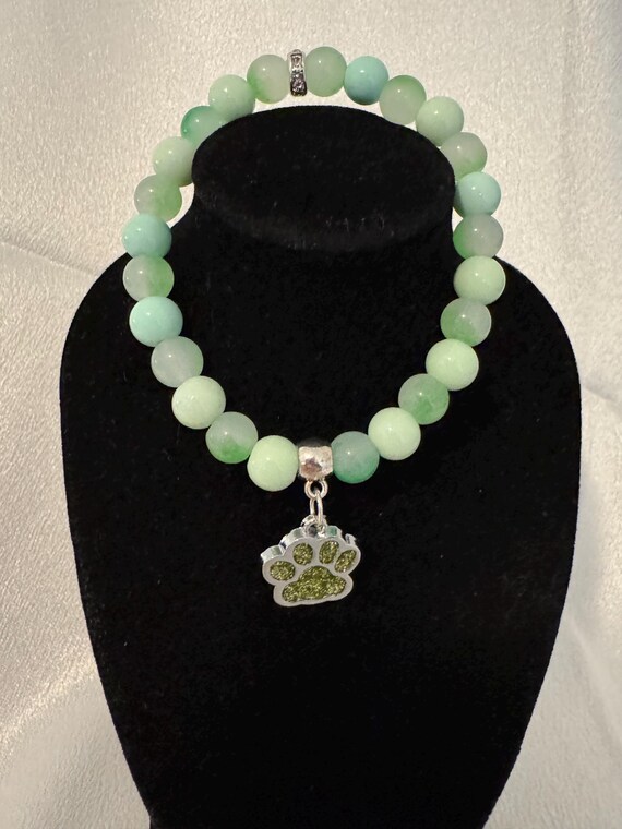 Yellow Green Paw Charm Bracelet