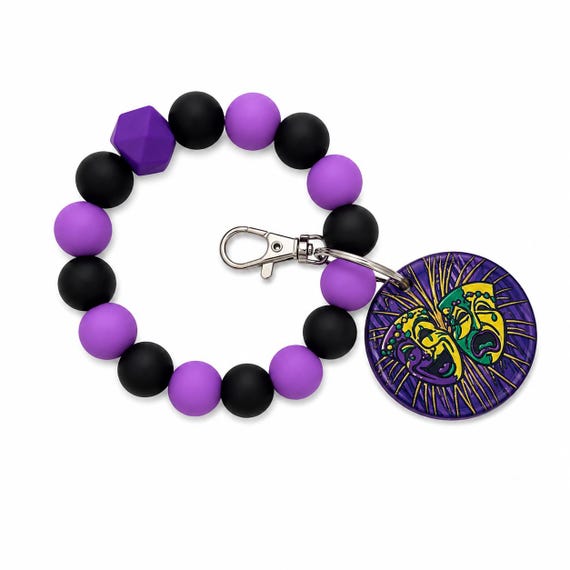 Mardi Gras Silicone Wristlet  Keychain