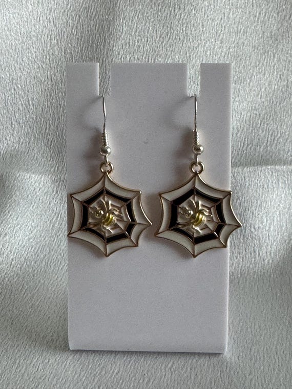 Halloween Spider Web Dangle Earrings. Hypoallergenic