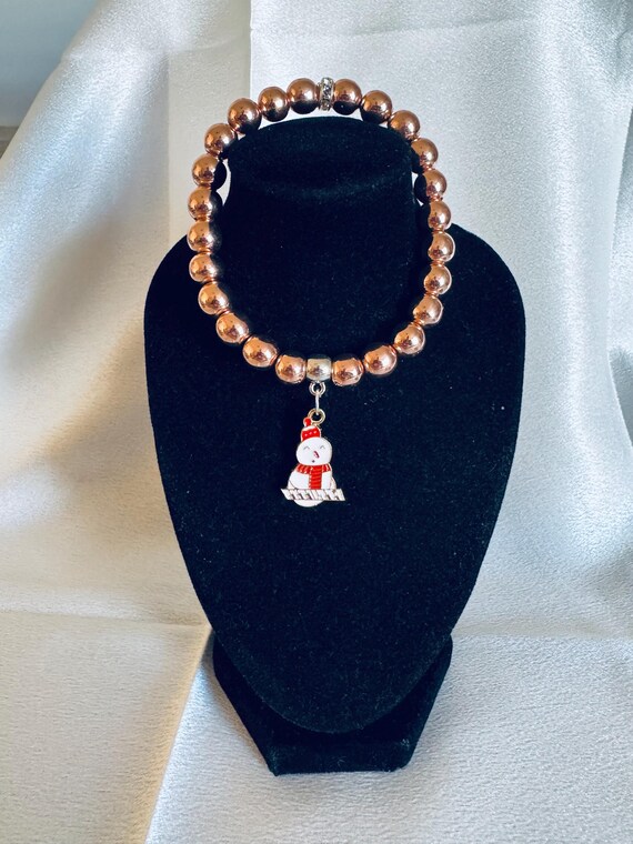 Christmas Snowman Charm Stretch Bracelet