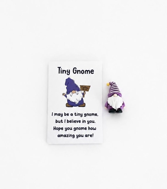 Purple Good Luck Gnome With Positivity Card and Gift Bag