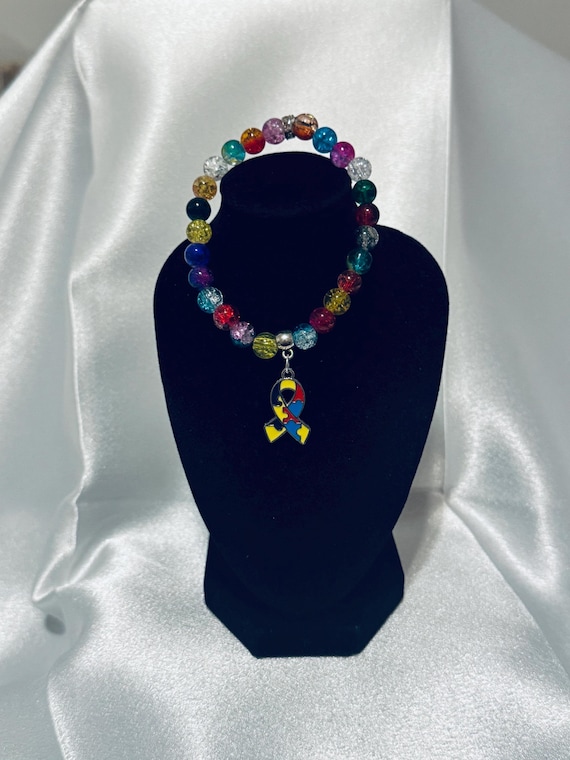 Autism Ribbon Charm Stretch Bracelet