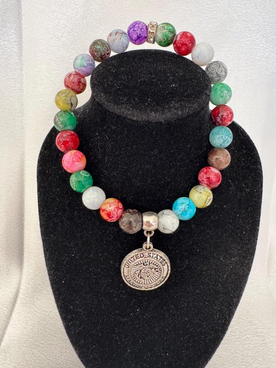 Marine Corps Charm Stretch Bracelet