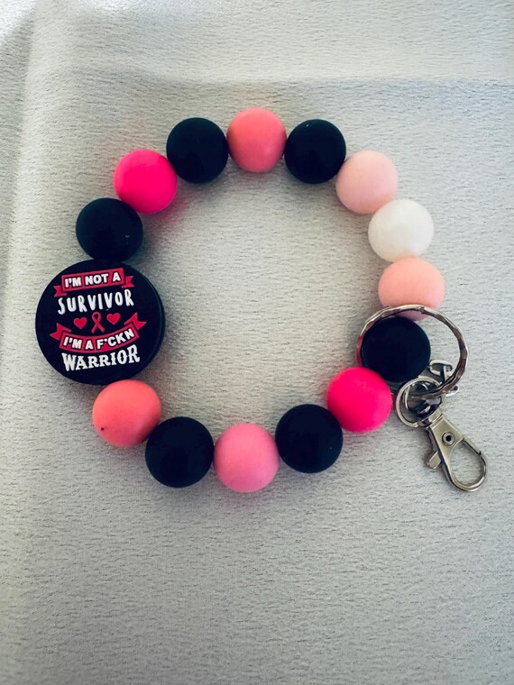 Breast Cancer Silicone Wristlet  Keychain