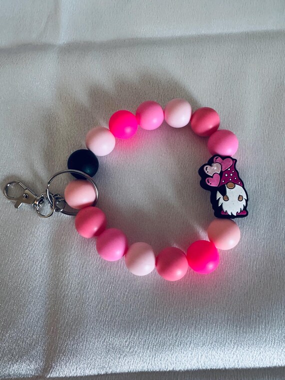 Valentine Gnome Silicone Wristlet  Keychain