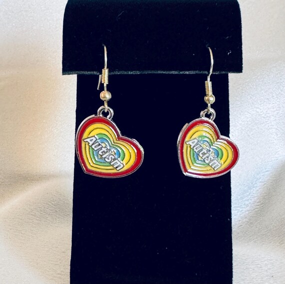Autism Heart Dangle Earrings.