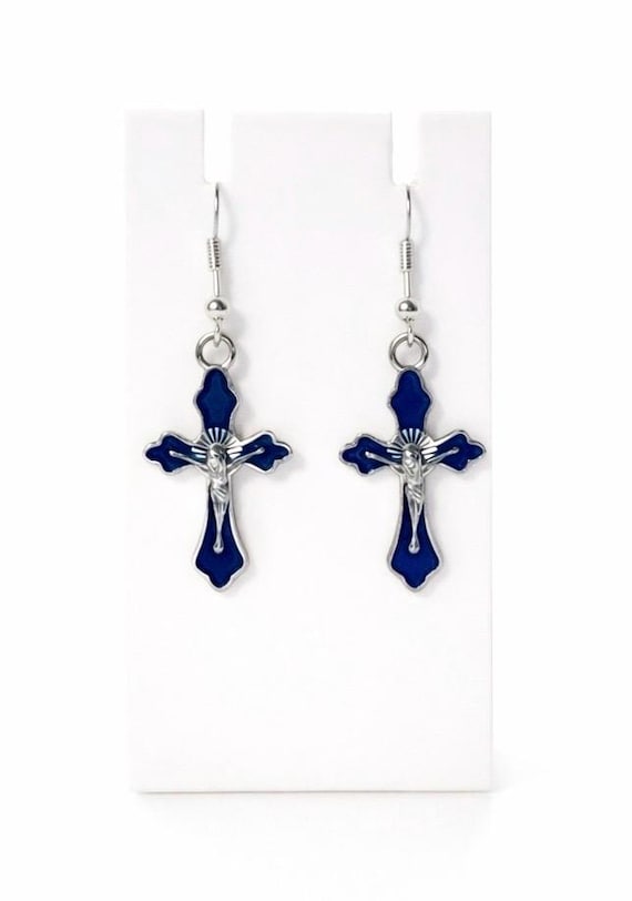 Black Cross Dangle Earrings
