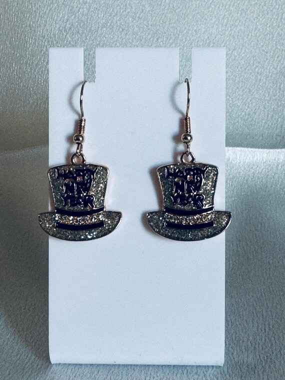 Happy New Year Top Hat Dangle Earrings