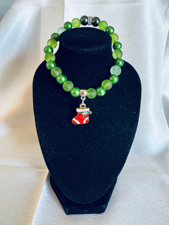 Christmas Stocking Charm Stretch Bracelet