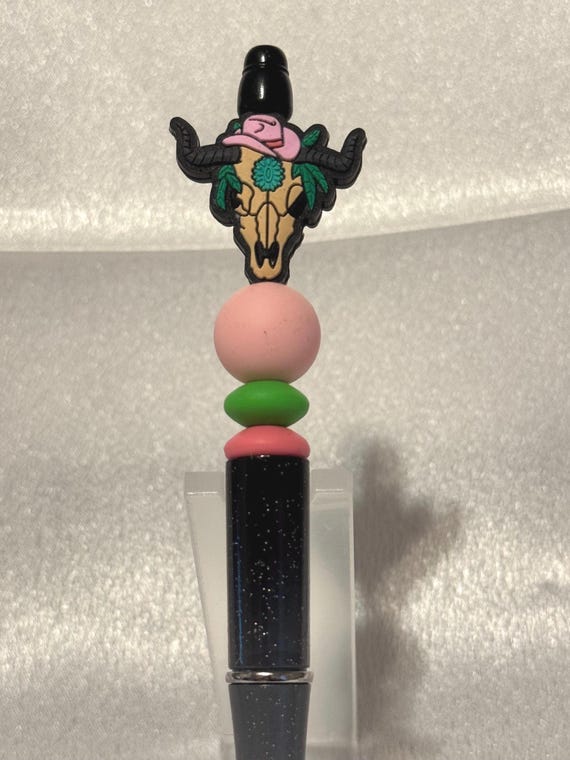 Silicone Beaded Cow Skull Writing Pen
