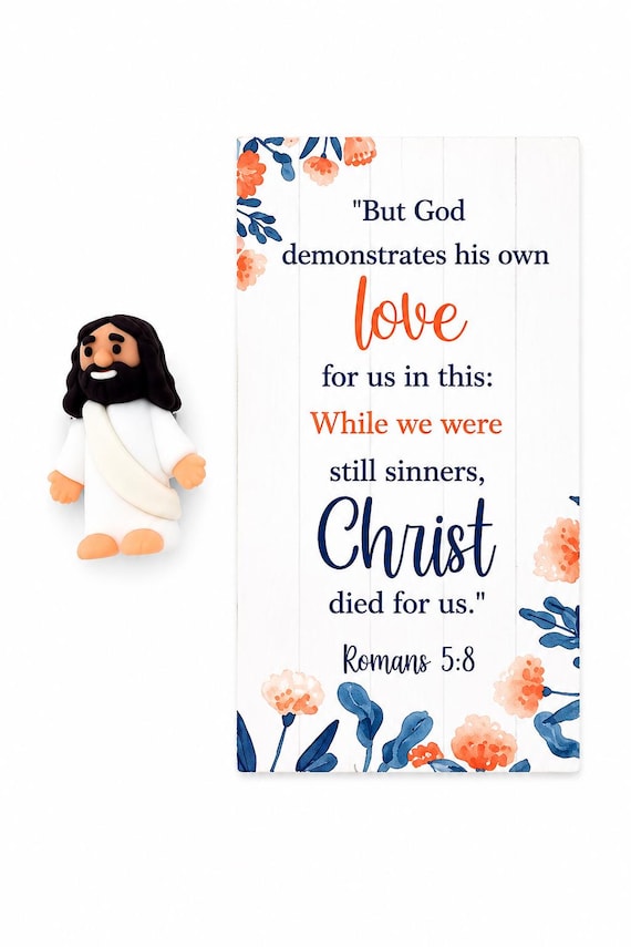 White Sashed Pocket Jesus With Bible Verse Card