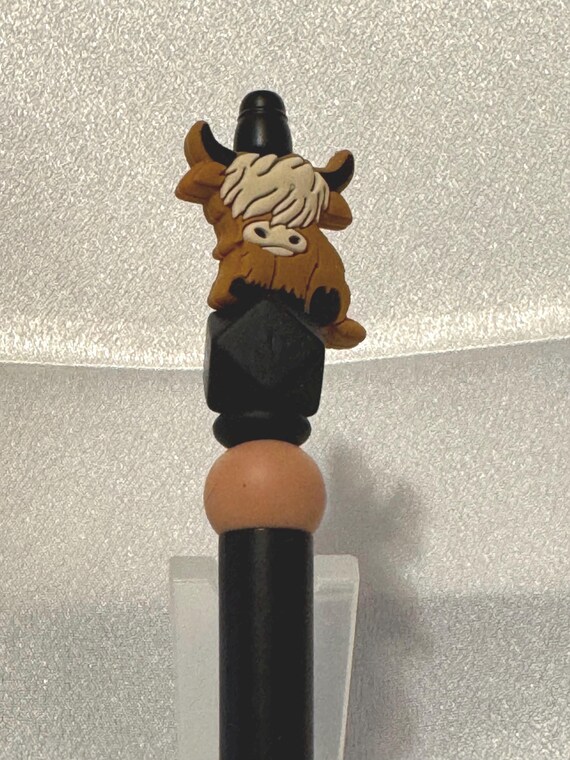 Silicone Beaded Highland Cow Writing Pen