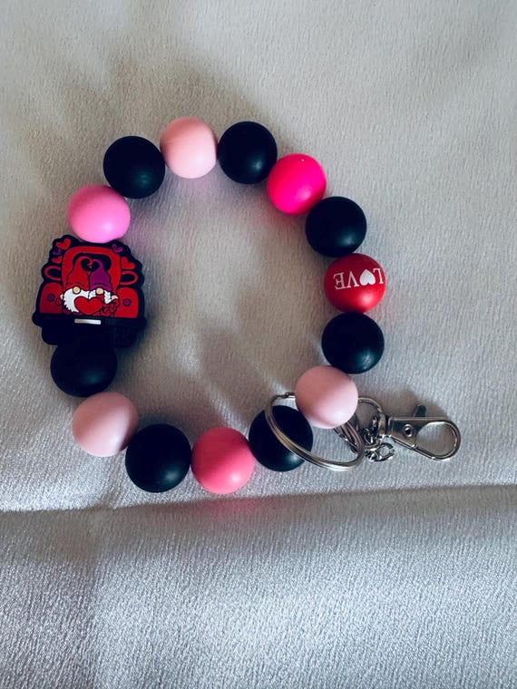 Valentine Gnomes Silicone Wristlet  Keychain