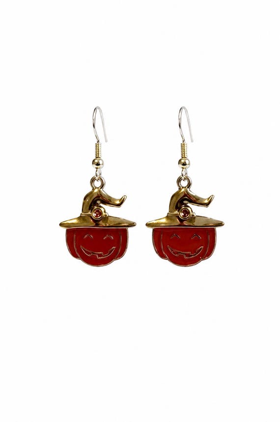 Fall Pumpkin Face Dangle Earrings