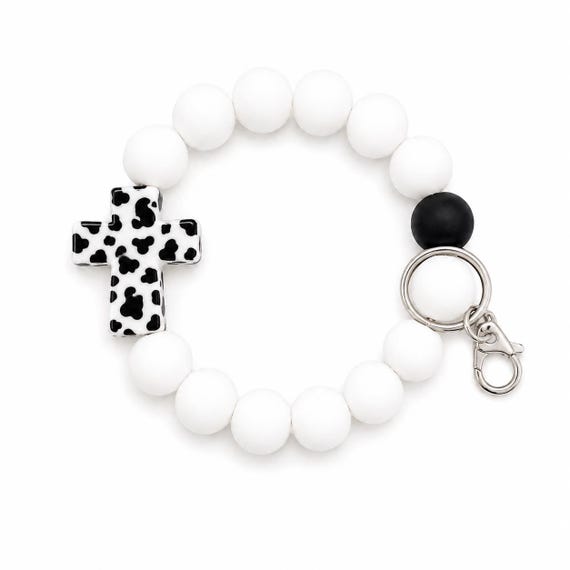 Silicone Cross Bead Wristlet  Keychain