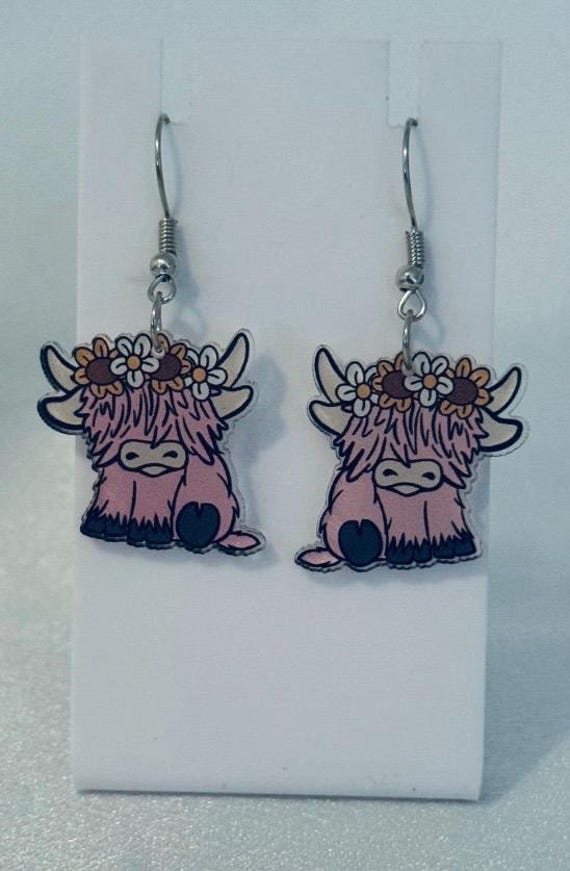 Highland Cow Dangle Earrings