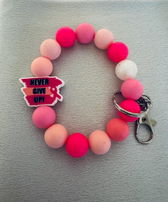 Breast Cancer Silicone Wristlet  Keychain