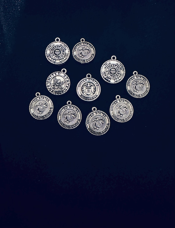 10 Piece Military Emblem Charms