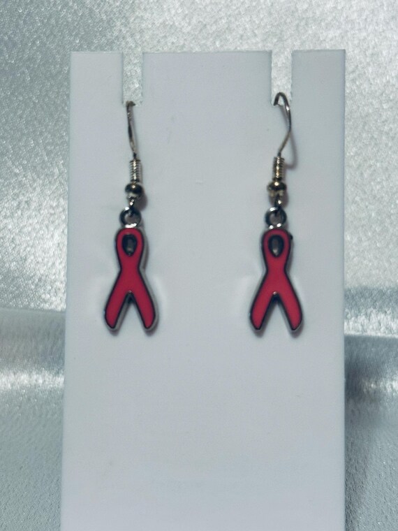 Breast Cancer Dangle Earring Ribbons