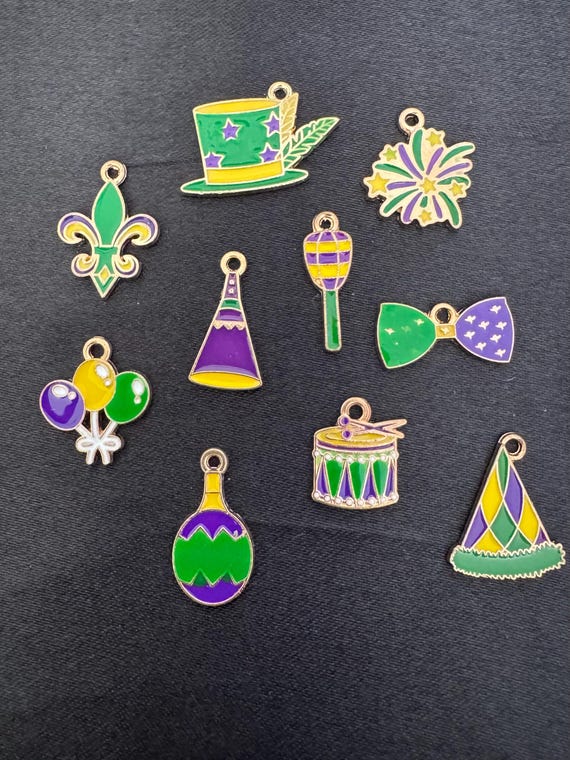 10 Piece Mardi Gras Charms