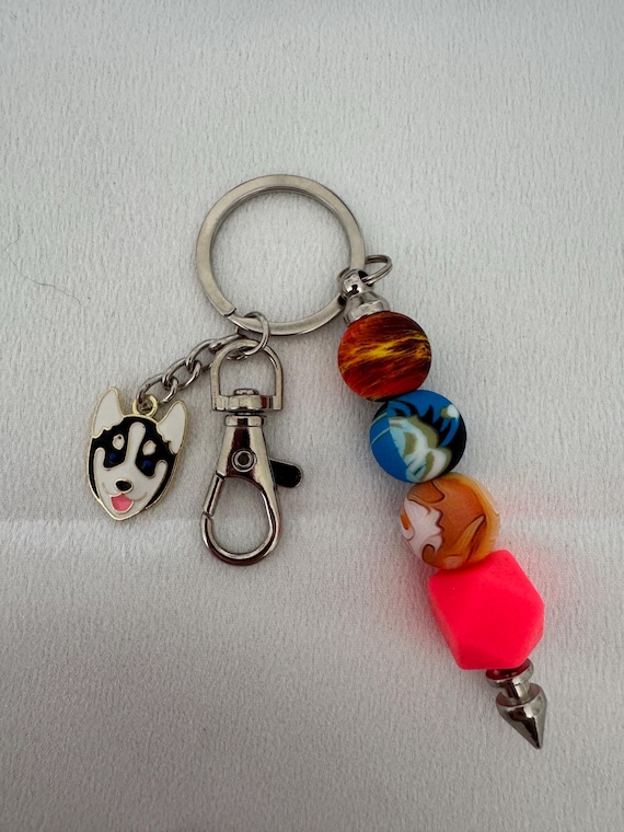 Colorful Dog Charm Keychain