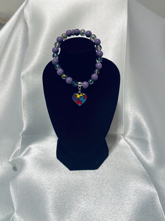 Heart Autism Charm Stretch Bracelet