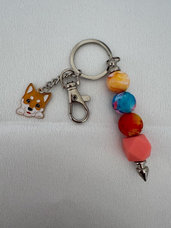 Colorful Dog Charm Keychain
