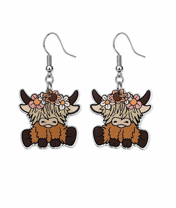 Highland Cow Dangle Earrings