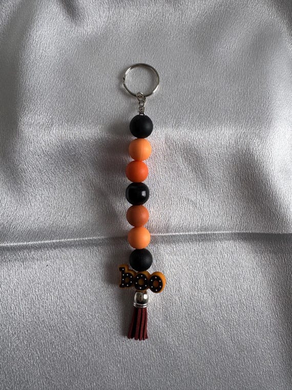 Festive Silicone Boo Focal Beaded Keychain