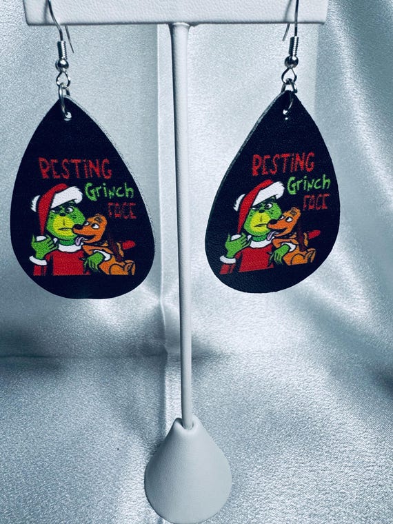 Grinch Christmas Leathet Earrings