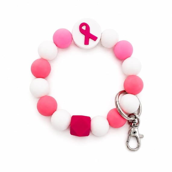Breast Cancer Silicone Wristlet  Keychain