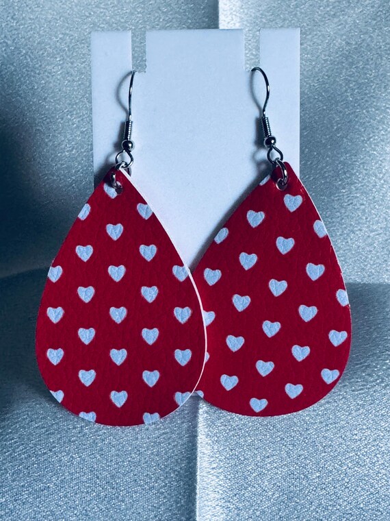 Leather Heart Dangle Earrings