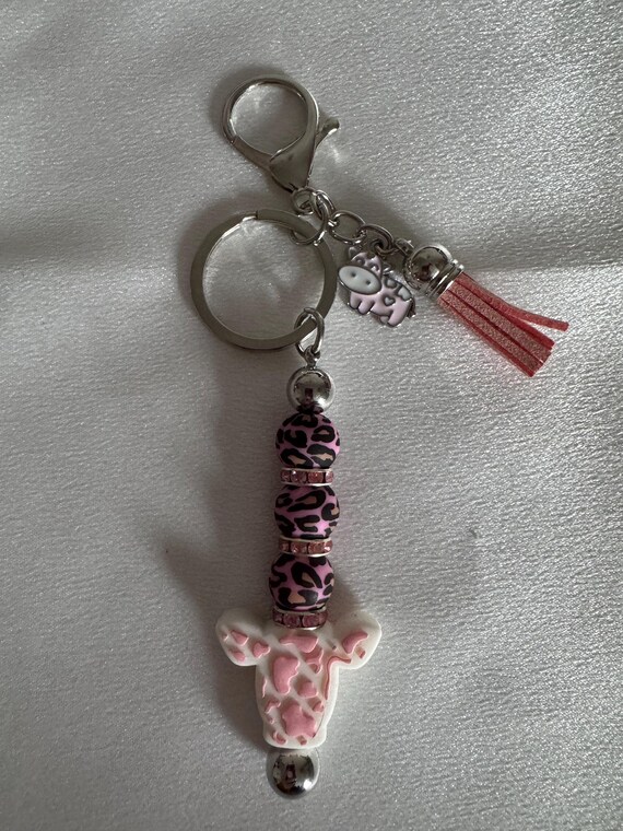 Pink Highland Cow Keychain