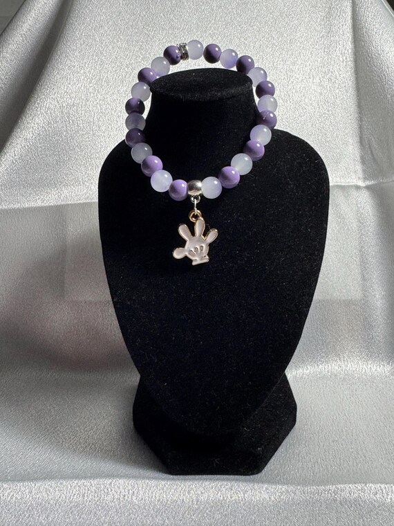 Mickey Mouse White Glove Charm Stretch Bracelet