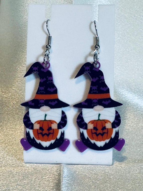 Acrylic Halloween Gnome Dangle Earrings