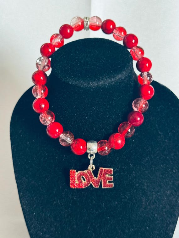 LOVE Valentine Charm Stretch Bracelet