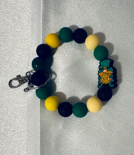 St Patrick’s Leprechaun Gnome Silicone Wristlet  Keychain