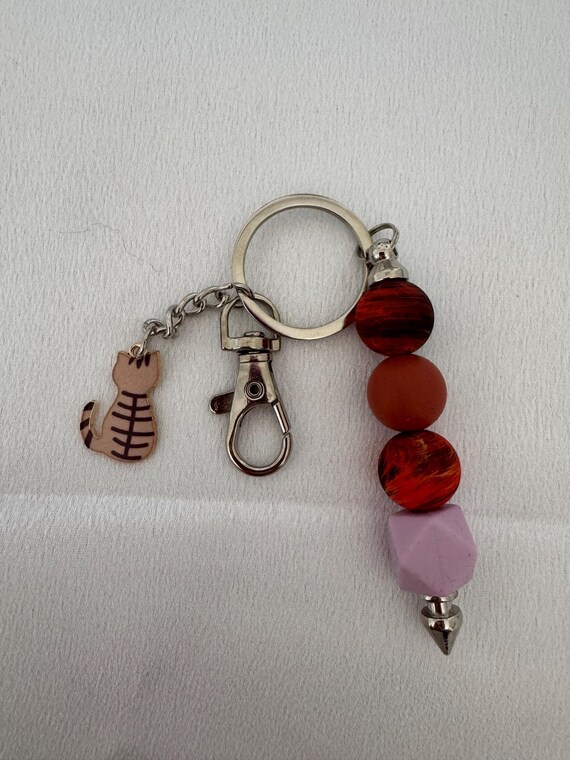 Colorful Cat Charm Keychain