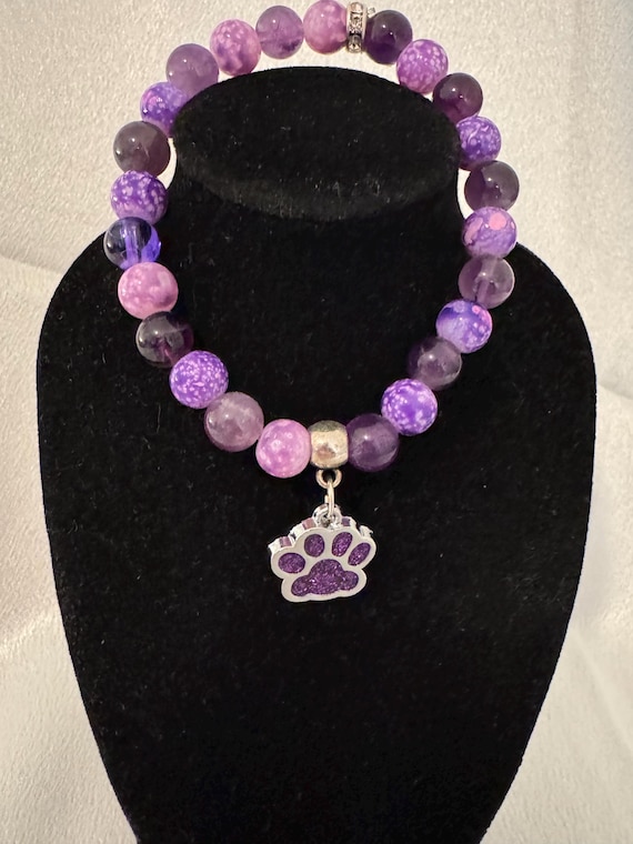 Purple Paw Charm Bracelet