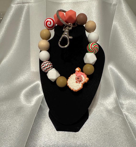 Christmas Santa Silicone Wristlet  Keychain